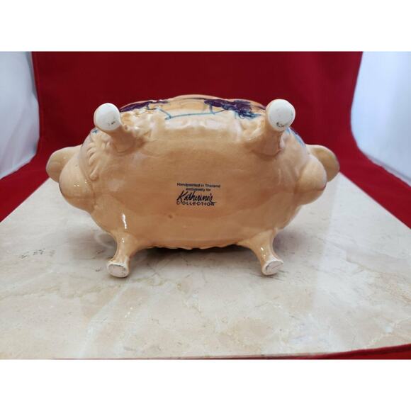 Katherine's Collection Handpainted In Thailand Blue Flower Candy Dish with Lid - Picture 5 of 7